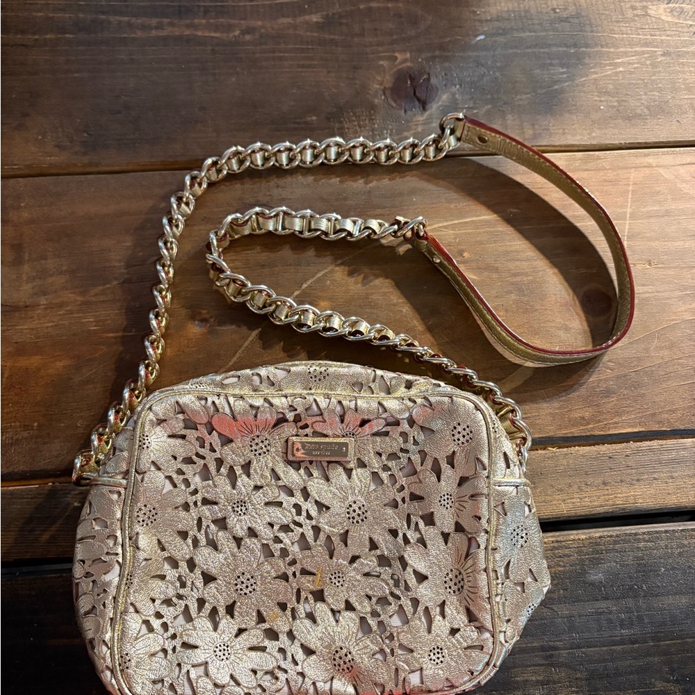 Kate Spade Floral Cutout Crossbody Bag - Gold